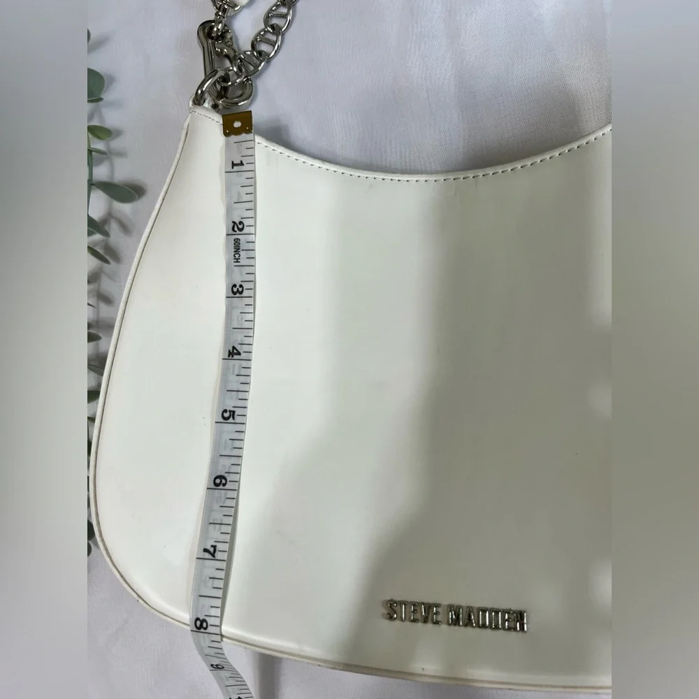 Steve Madden White Half Moon Crescent Chain Accent Y2K Shoulder Purse